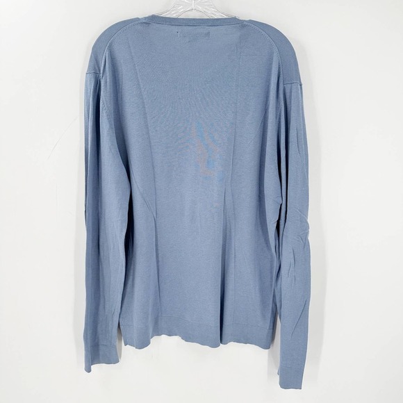 Kenneth Cole V-Neck Silk Blend Knit Top Blue READ DESCRIPTION - Picture 9 of 10